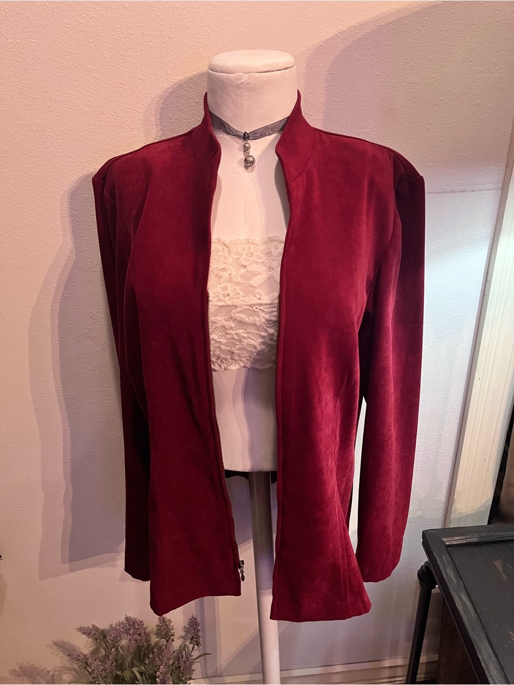 Dressbarn Maroon Long Sleeve Blouse